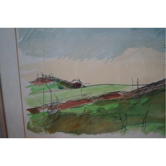 Image 1 of Scandinavian vintage lithograph signed by Hugo Zuhr, Sweden 1960