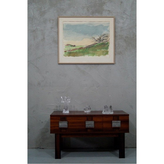 Image 1 of Scandinavian vintage lithograph signed by Hugo Zuhr, Sweden 1960