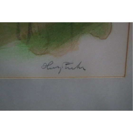 Image 1 of Scandinavian vintage lithograph signed by Hugo Zuhr, Sweden 1960