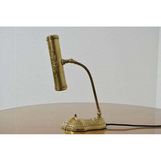 Image 1 of Lampada da tavolo regolabile in ottone in stile art déco, Cecoslovacchia, 1930