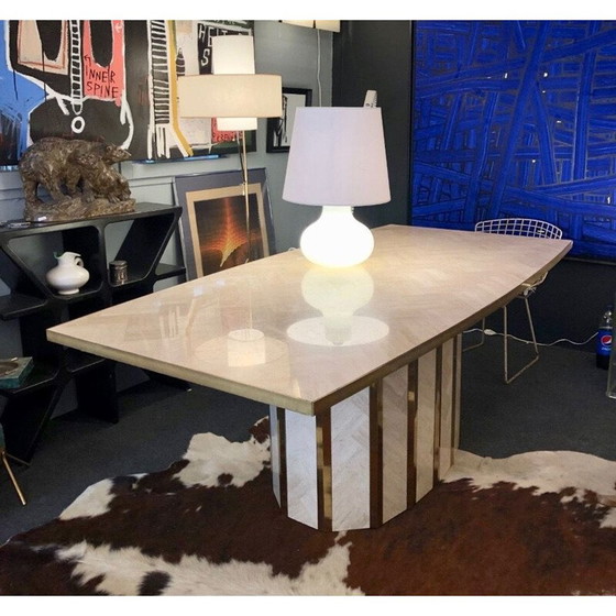 Image 1 of Large Italian vintage travertine dining table,1970