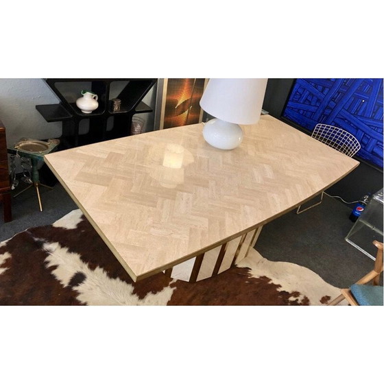 Image 1 of Large Italian vintage travertine dining table,1970