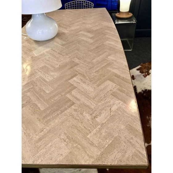 Image 1 of Large Italian vintage travertine dining table,1970