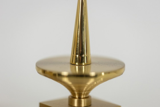 Image 1 of Set Of 3 Gilt Brass Candlesticks. Contemporary work.