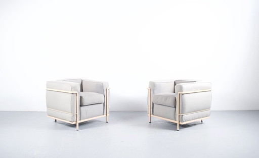 Pair Of Armchairs Lc2 Le Corbusier Cassina 70' Years