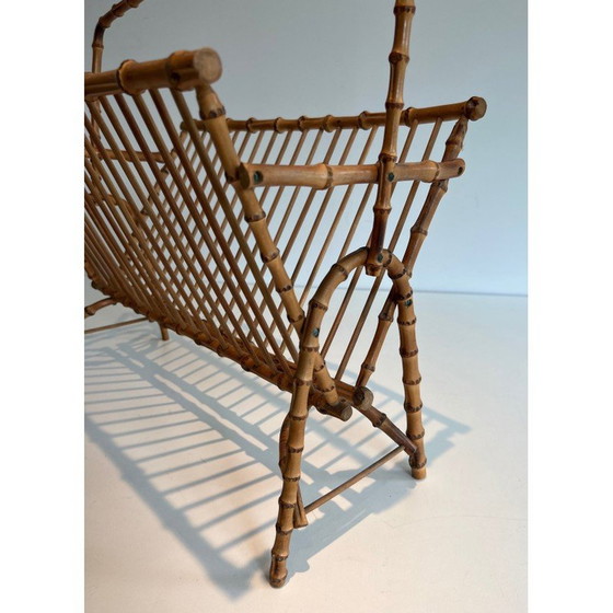 Image 1 of Vintage faux bamboo magazine rack, France 1950
