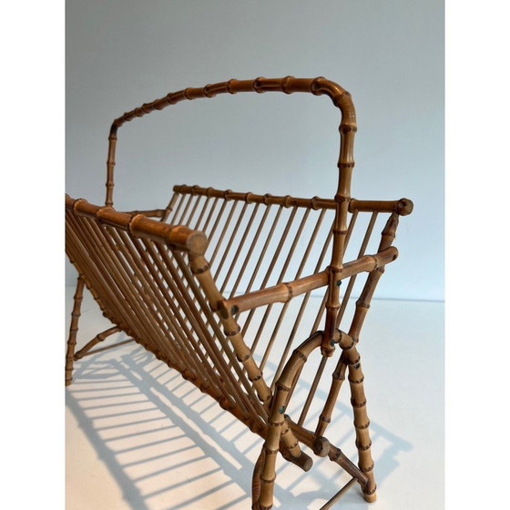 Image 1 of Vintage faux bamboo magazine rack, France 1950