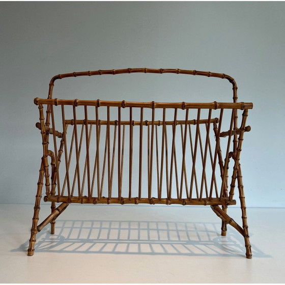 Image 1 of Vintage faux bamboo magazine rack, France 1950