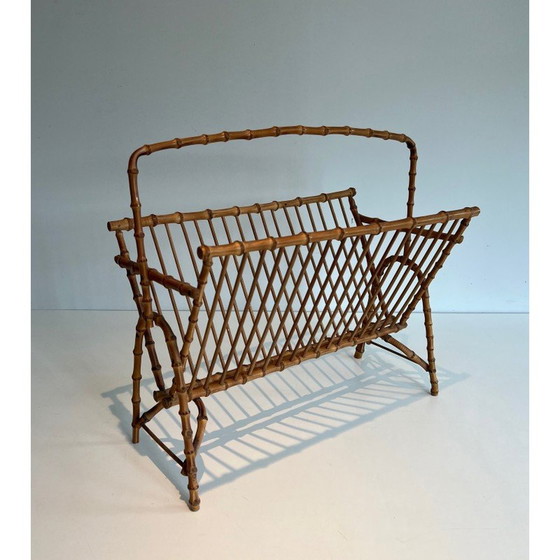Image 1 of Vintage faux bamboo magazine rack, France 1950
