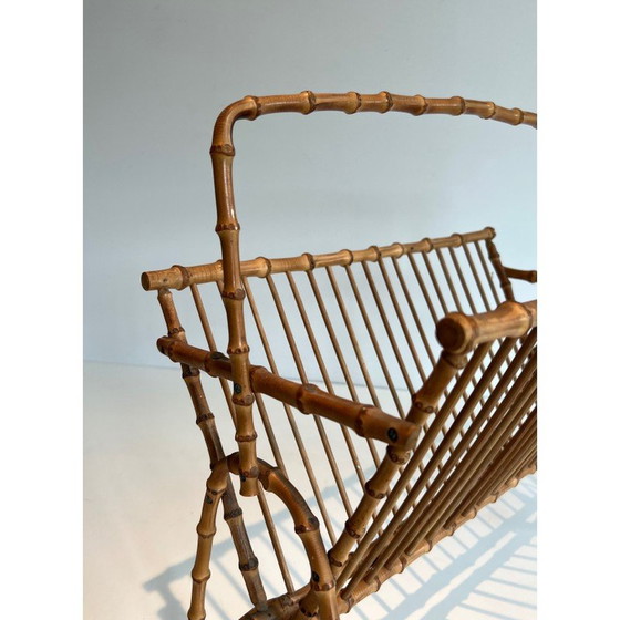 Image 1 of Vintage faux bamboo magazine rack, France 1950