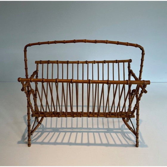 Image 1 of Vintage faux bamboo magazine rack, France 1950