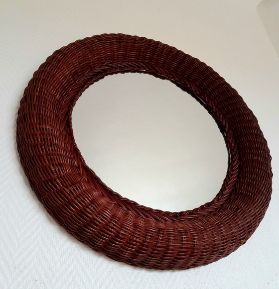 Image 1 of Vintage 1970s rattan witch mirror