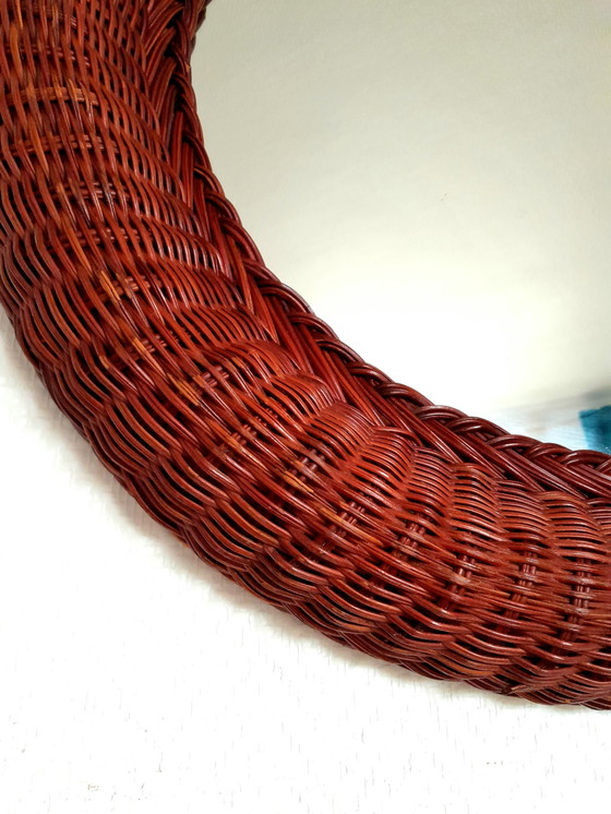 Image 1 of Vintage 1970s rattan witch mirror