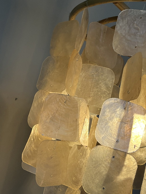 Image 1 of Capiz shell lamp pendant vintage pearl