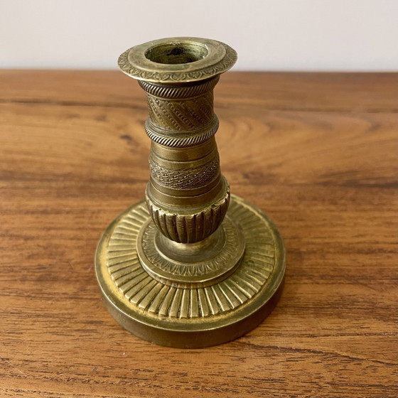 Image 1 of Engraved Brass Candle Holder