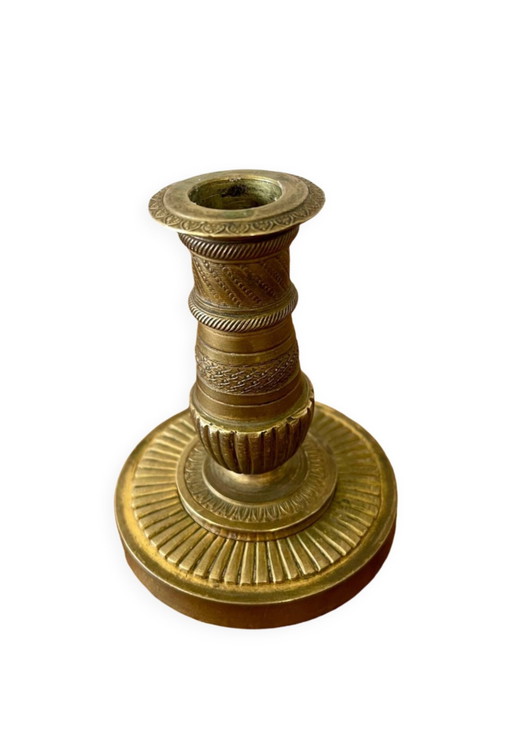 Engraved Brass Candle Holder