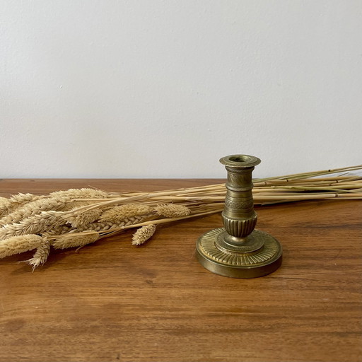 Engraved Brass Candle Holder