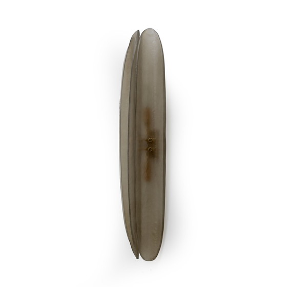 Image 1 of Pair Of Fontana Arte Style Mid-Century Modern Smoke Murano Glass Sconces