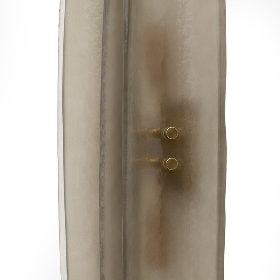 Image 1 of Pair Of Fontana Arte Style Mid-Century Modern Smoke Murano Glass Sconces