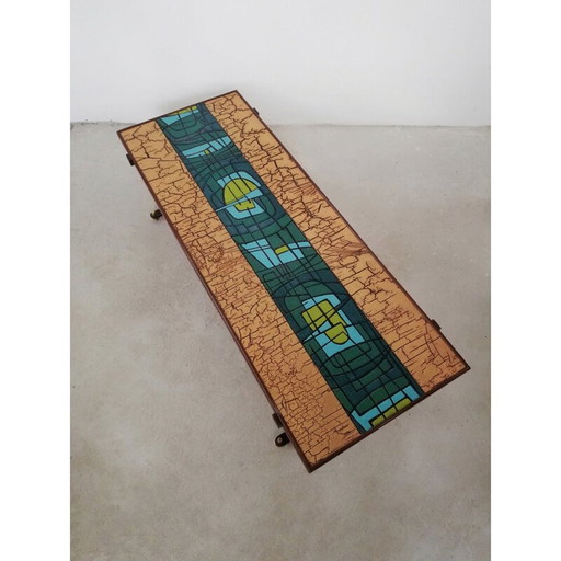 Vintage coffee table in polychrome copper, Italy 1950