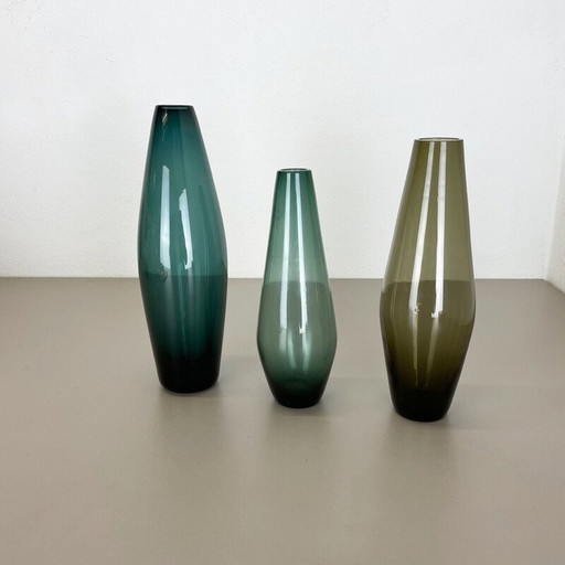 Set of 3 vintage turmaline vases by Wilhelm Wagenfeld for Wmf, Germany 1960s