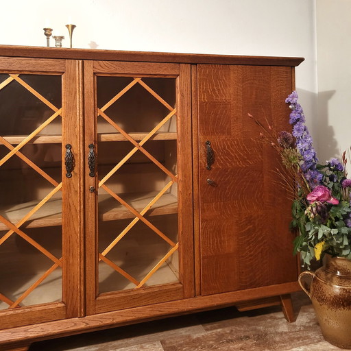 Vintage Solid Oak Display Cabinet