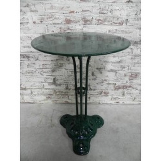 Image 1 of Steel Bistro Table Cast Iron Base - 1930s