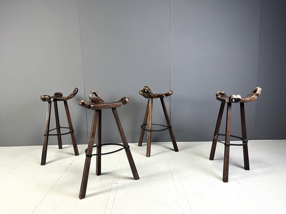 Image 1 of Mid Century Brutalist Bar Stools - Set Of 4, 1960S