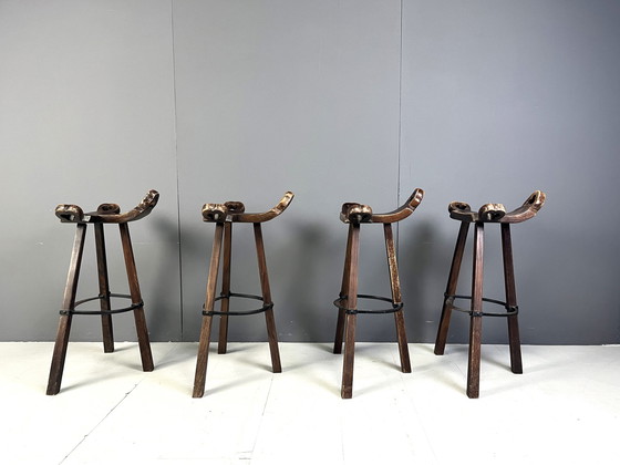 Image 1 of Mid Century Brutalist Bar Stools - Set Of 4, 1960S