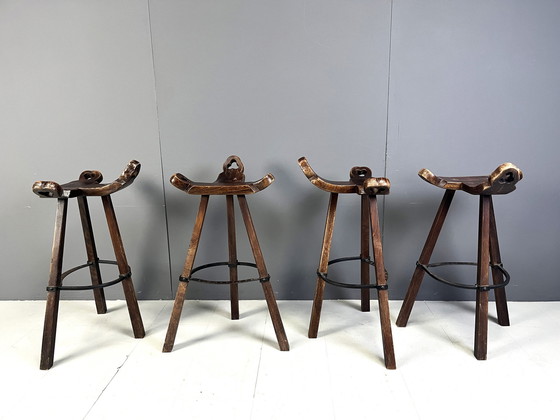 Image 1 of Mid Century Brutalist Bar Stools - Set Of 4, 1960S