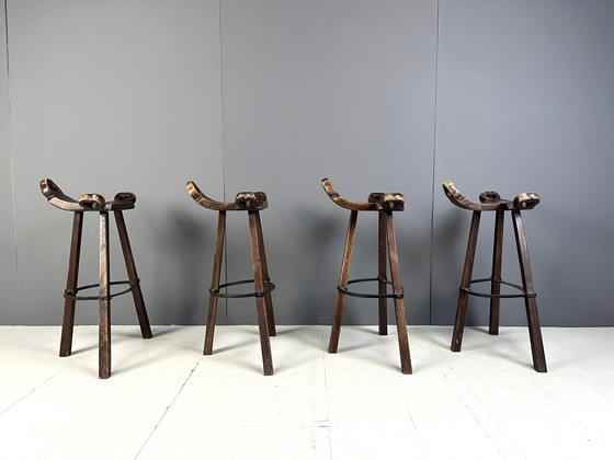 Image 1 of Mid Century Brutalist Bar Stools - Set Of 4, 1960S