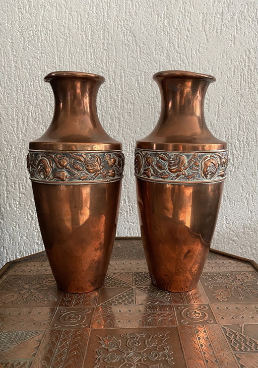 2x Copper Vases Amphore