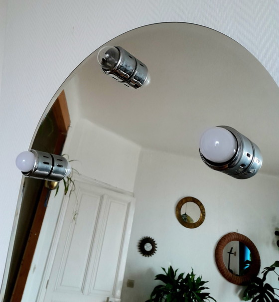 Image 1 of Specchio con lampadina vintage Isa Italia 1980 