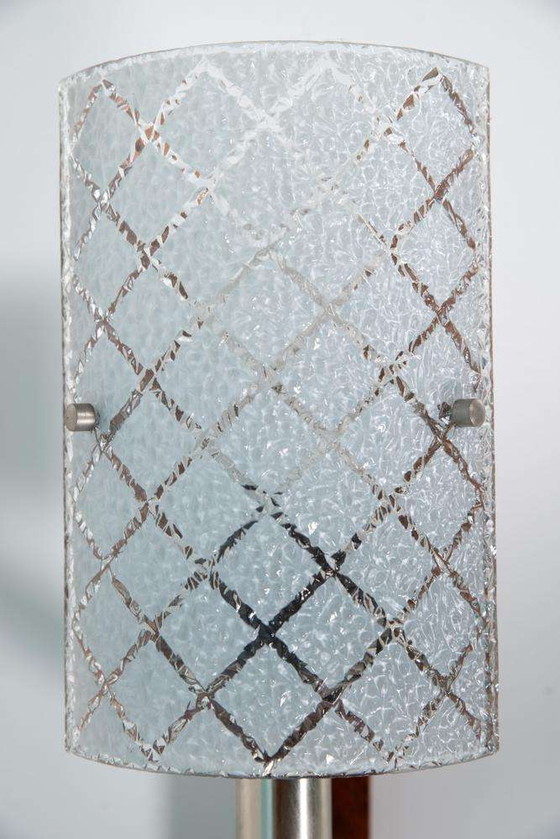 Image 1 of Vintage wall lamp 1960s, milk glass and teak bohemian