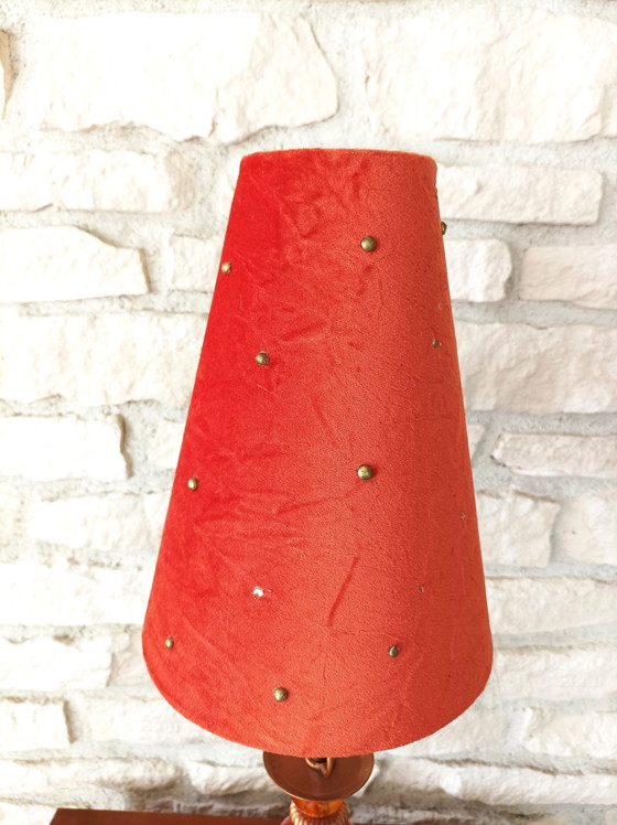 Image 1 of Table Lamp Orange Conical Shade