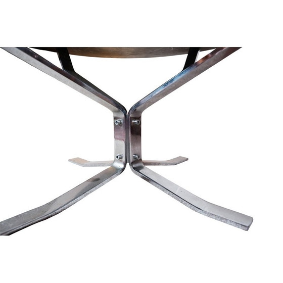 Image 1 of Vintage round coffee table with black slate top by Sigurd Ressell Falcon