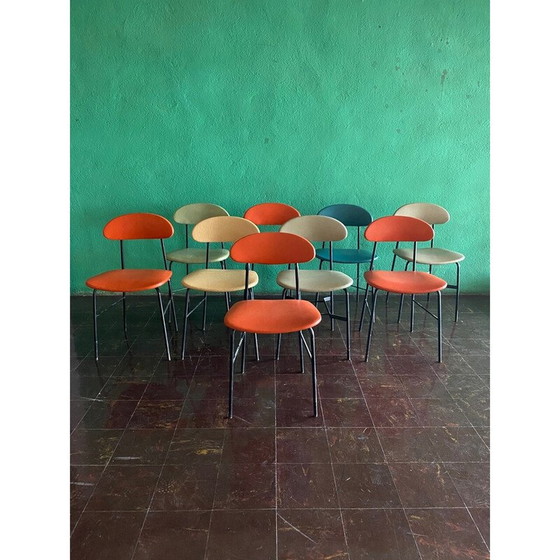 Image 1 of Vintage leather and metal chairs, Italy