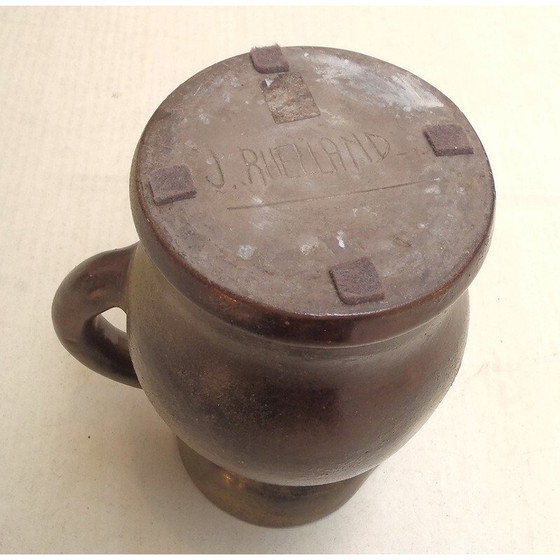Image 1 of Vintage ceramic water pitcher with handle by Jacques Ruelland, 1950