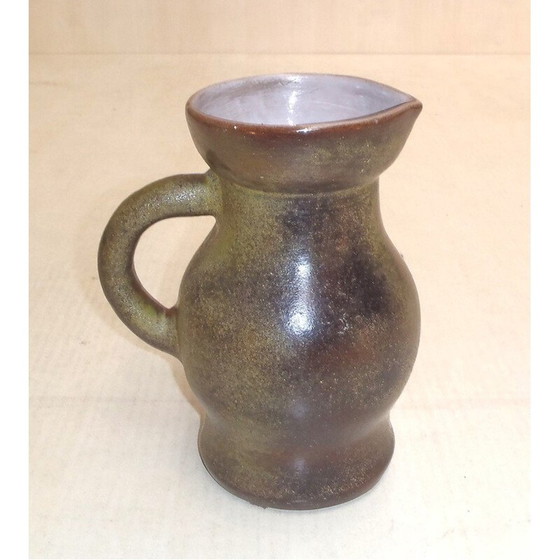 Image 1 of Vintage ceramic water pitcher with handle by Jacques Ruelland, 1950
