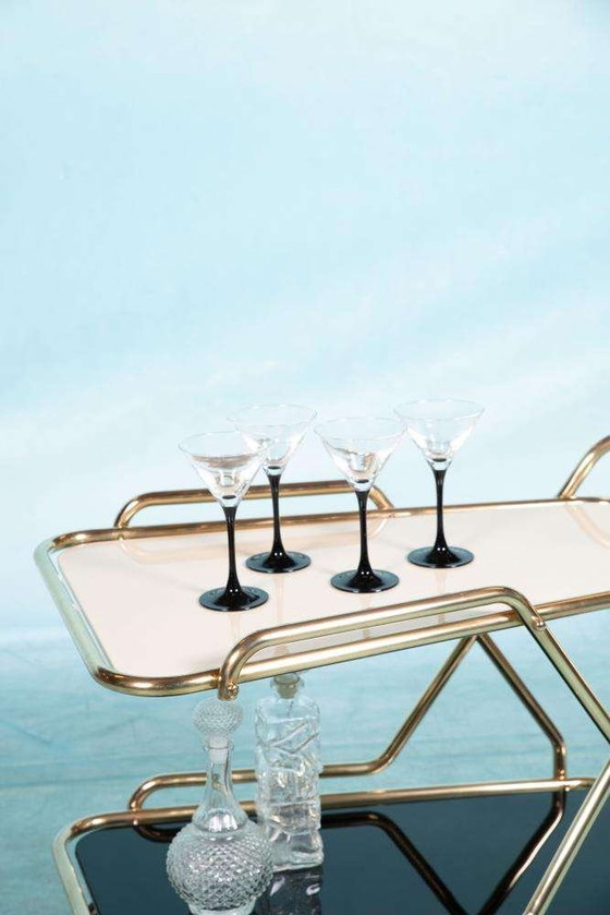 Image 1 of Carrello di servizio in ottone vintage anni '60, carrello bar in ottone di metà secolo