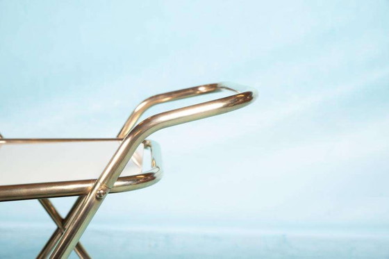 Image 1 of Carrello di servizio in ottone vintage anni '60, carrello bar in ottone di metà secolo