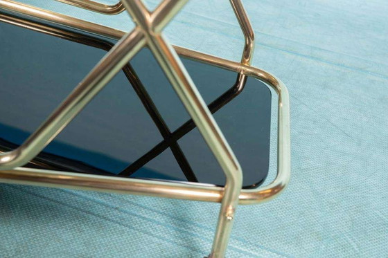 Image 1 of Carrello di servizio in ottone vintage anni '60, carrello bar in ottone di metà secolo