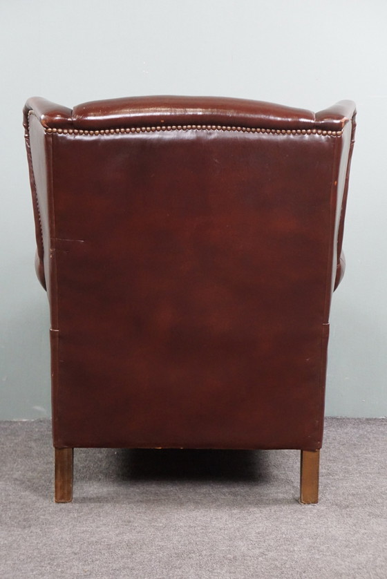 Image 1 of Sheep leather wing armchair