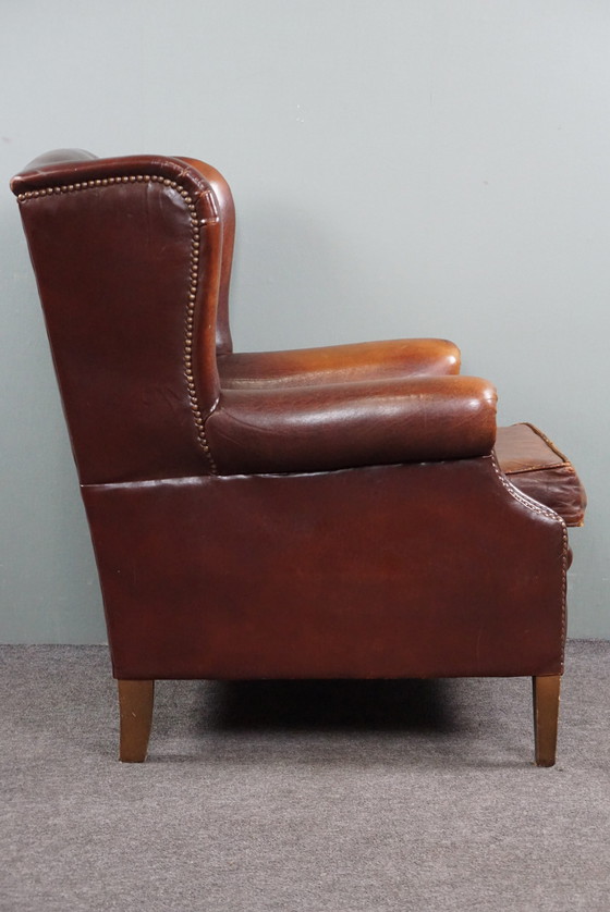 Image 1 of Sheep leather wing armchair