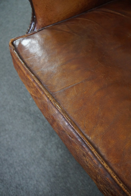 Image 1 of Sheep leather wing armchair