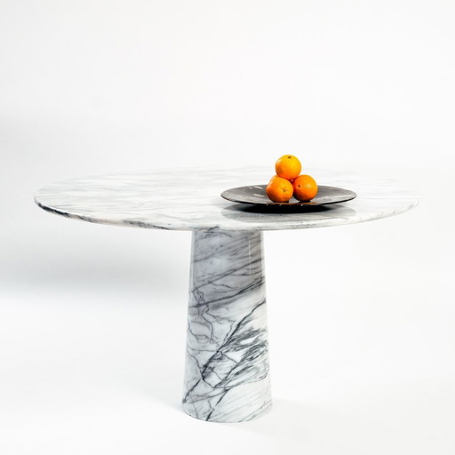 Wit Marmer Tafel Rond, Angelo Mangiarotti, Italie 1979