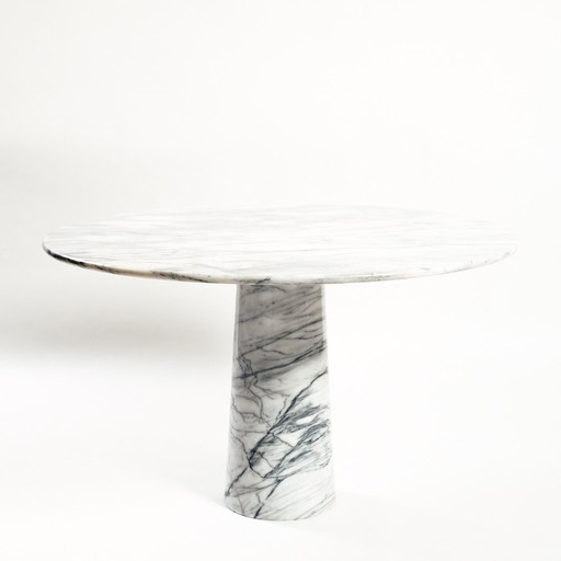 Wit Marmer Tafel Rond, Angelo Mangiarotti, Italie 1979