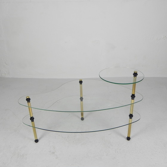 Image 1 of Etagere vintage con 3 piatti in vetro,