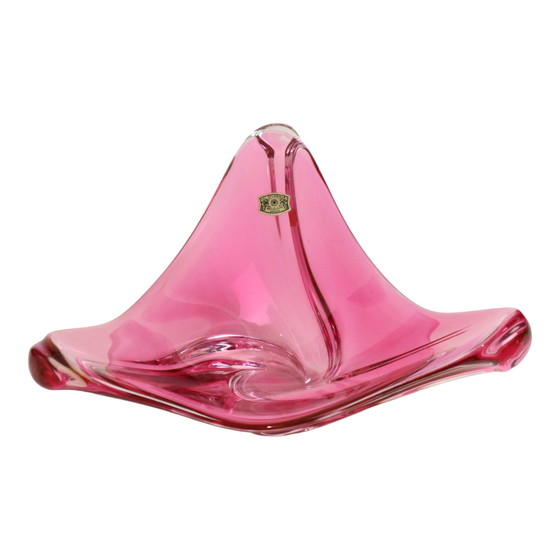 Image 1 of Coupe en cristal rose Val Saint Lambert