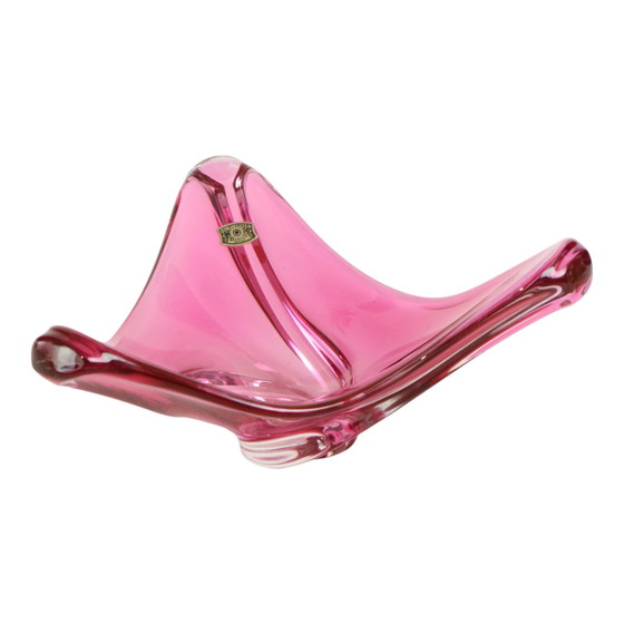 Image 1 of Coupe en cristal rose Val Saint Lambert